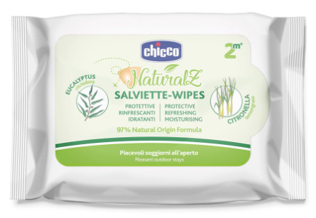 CHICCO ANTIZANZARE NATURAL 20 SALVIETTINE PROTETTIVE E RINFRESCANTI ALLA CITRONELLA - maxifarmacia.it